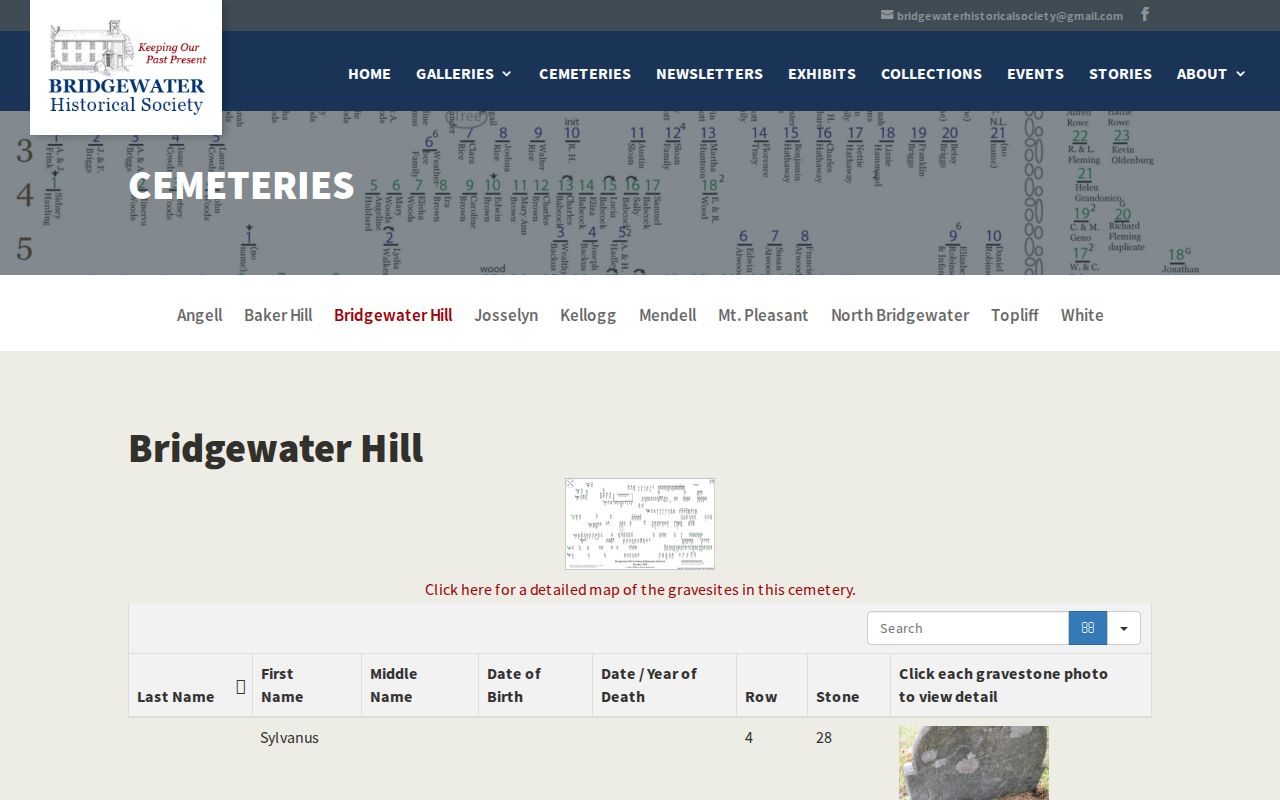 Bridgewater Township city directory cemetery research at Bridgewater Hill